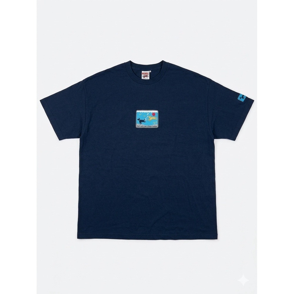 To The Edge T-Shirt Men Blue SzXL Skate Dogs/Fish Graphic Logo Comfy Skater 90's